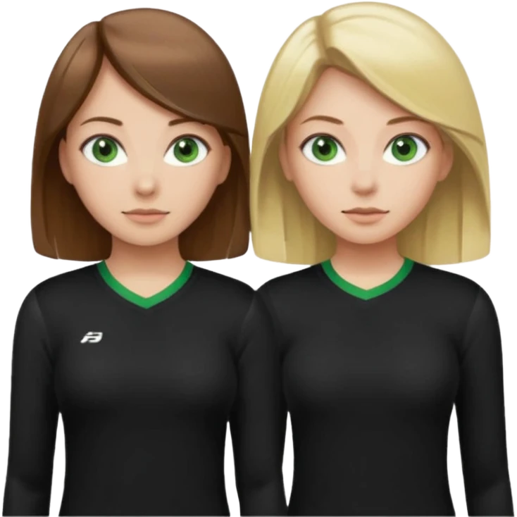 Maman cheveux marrons chemise noir et fille cheveux blond yeux verts tricot sport  emoji