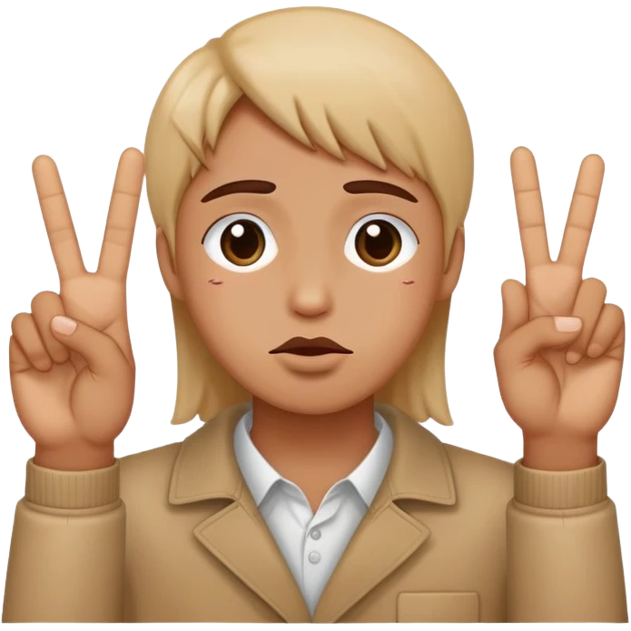 Holding up peace signs, kissy face and teary eyes emoji