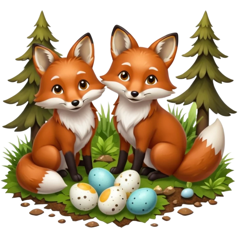 Fox and two eggs emoji