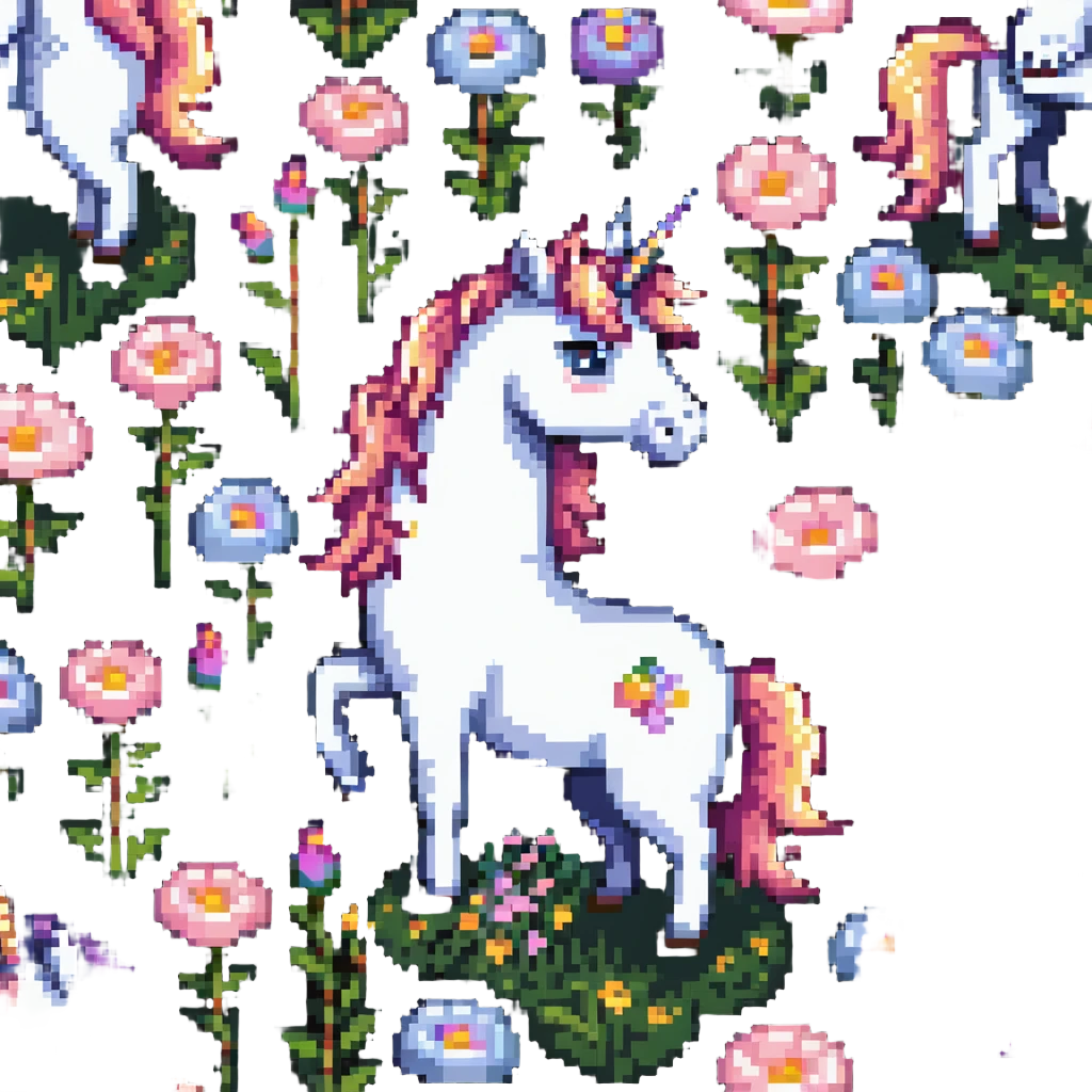 unicorn in a field of flowers emoji