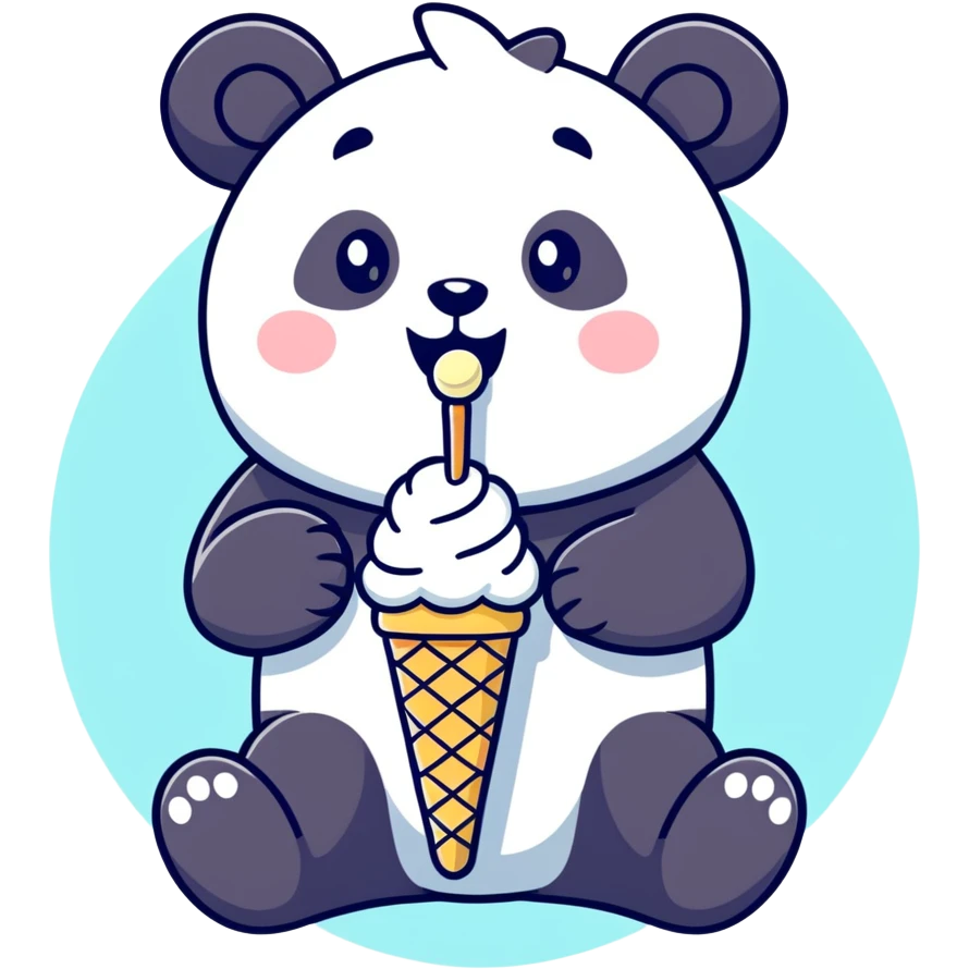 Panda eating ice cream emoji