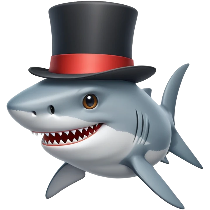 Shark with a top hat emoji