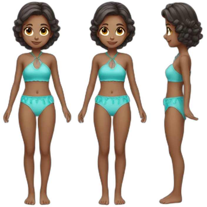 full body little girl sharkini cute adorable emoji