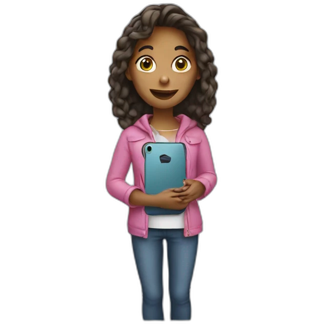 Girl with a phone emoji