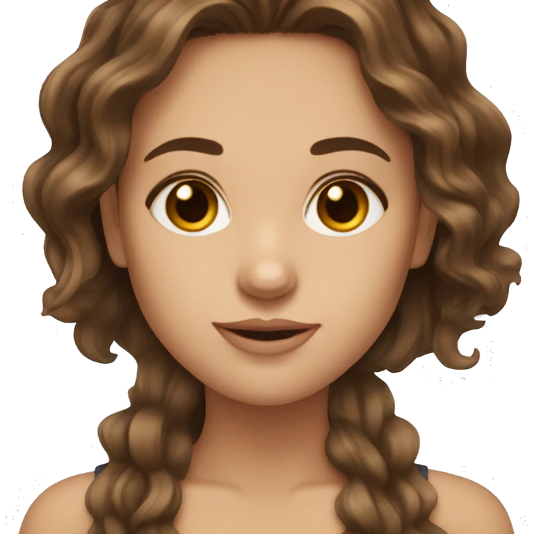 Brown hair brown eyes wavy hair girl emoji