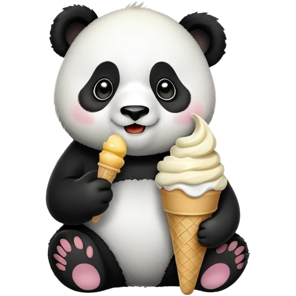 Panda eating ice cream emoji