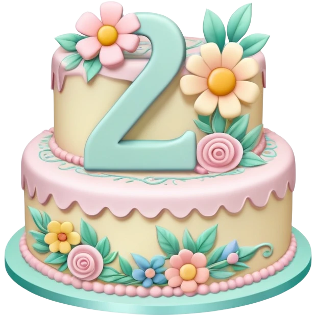 make a floral pastel cake that is aesthetic with the number 2 and 0 on it emoji