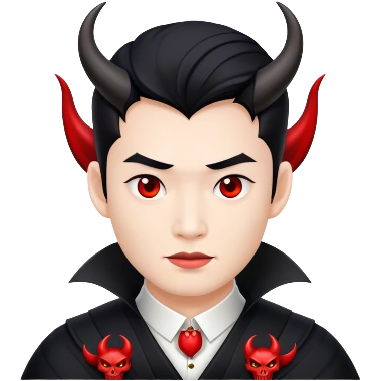 an asian male bride with the face of devil in black wedding dress emoji