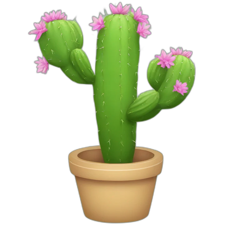 cactus with flowers lineart emoji