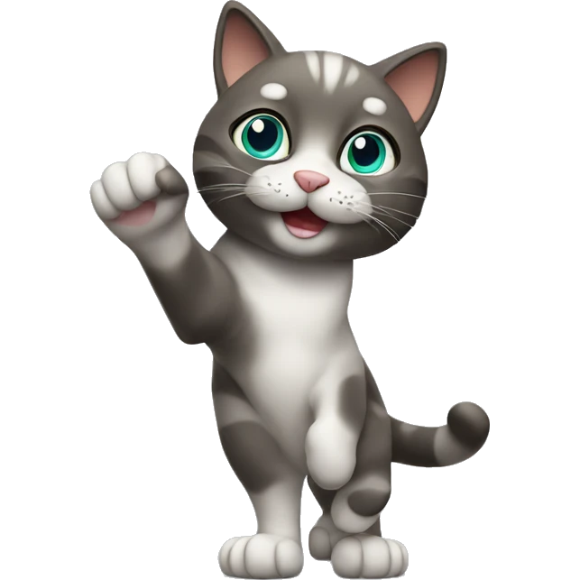 Cat with paw waving emoji