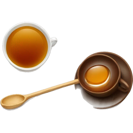 brown cup with tea on saucer honey spoon  emoji