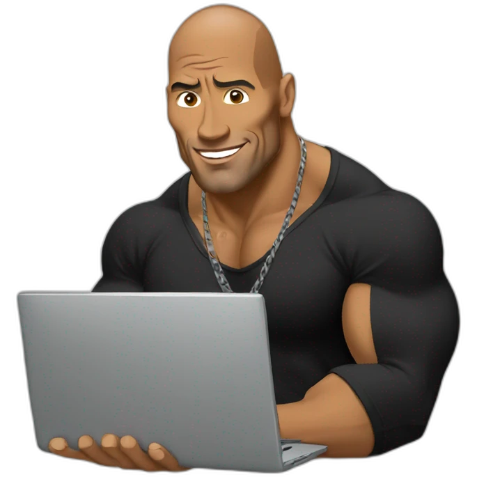 THE ROCK USING LAPTOP emoji