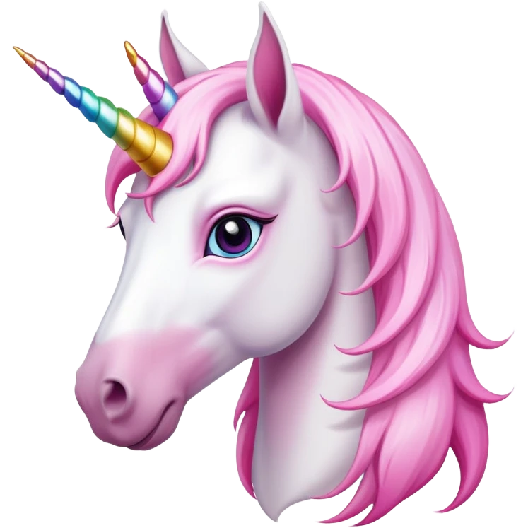 head of an anthropomorphised female unicorn horse, looking straight ahead, standard pose emoji