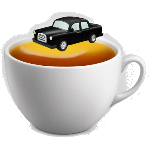 black taxi cab inside a cup of tea emoji