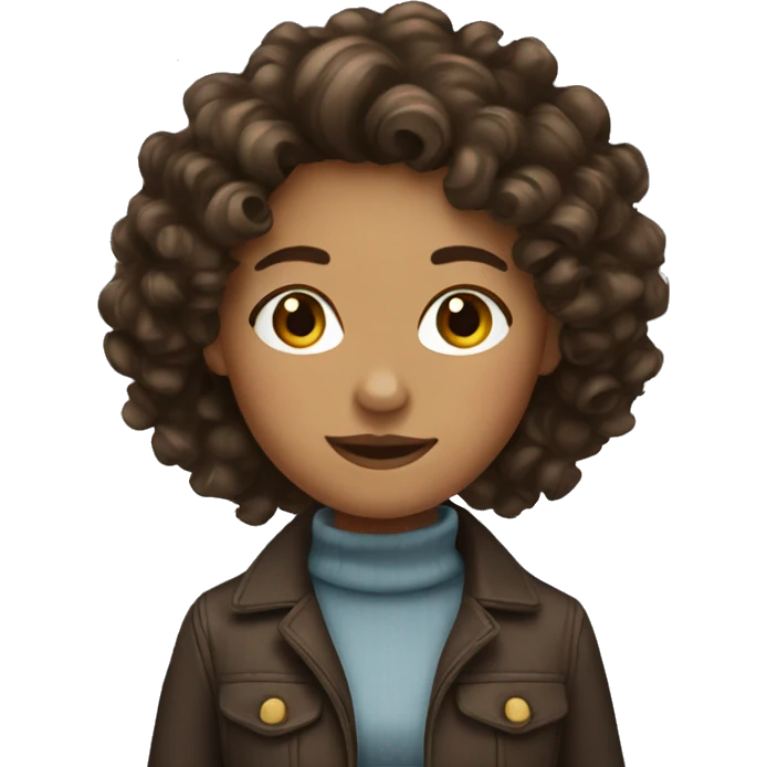 brunette with curly hair emoji