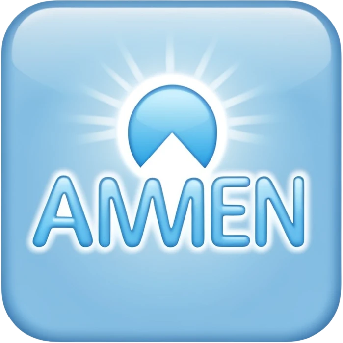 light blue word "AMEN" simple font in rectangle emoji