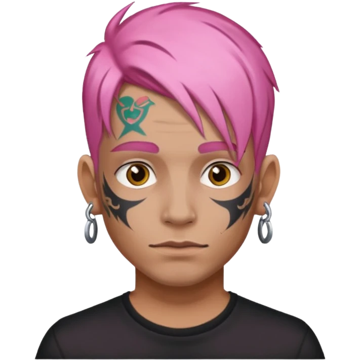 pink haired man and face tattoos emoji
