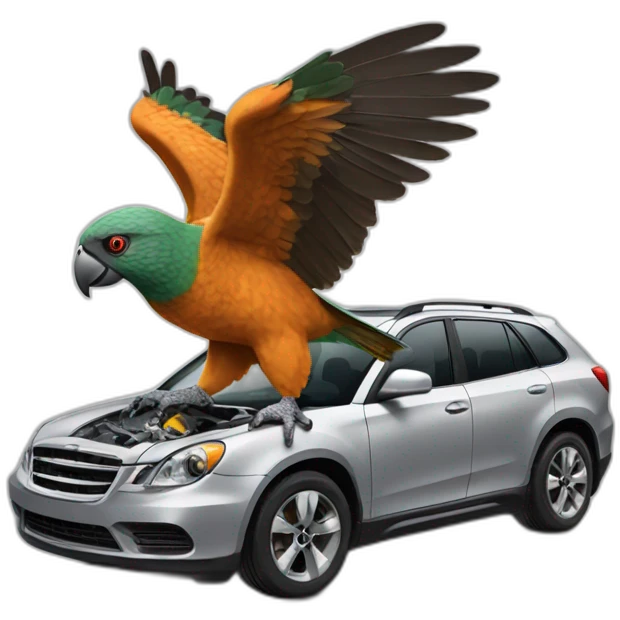 Kea bird ripping parts off car emoji