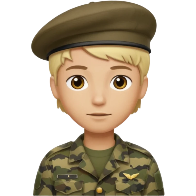 a soldier with short blonde hair in camo male in a beret  emoji