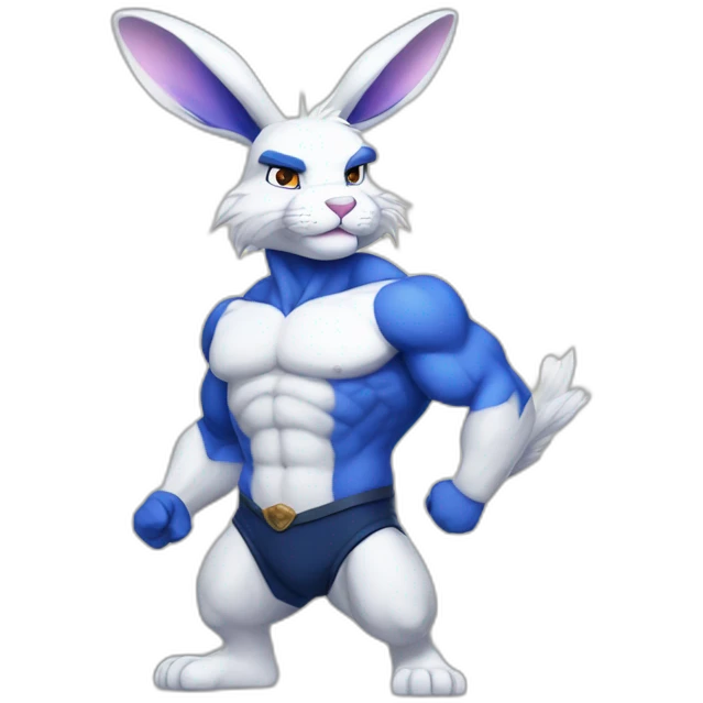 Muscular Anthro white rabbit with dark blue hair emoji