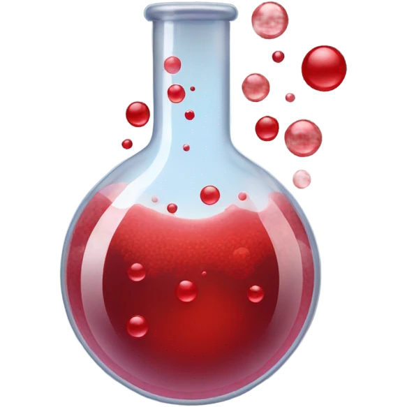 A chemical flask with blood inside and bubbles emoji