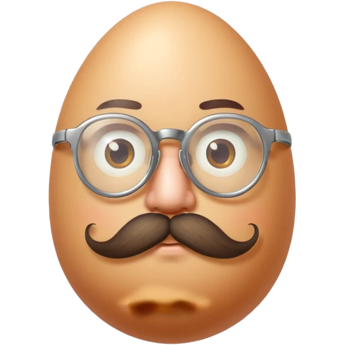 uovo con baffi e occhialino epoca emoji