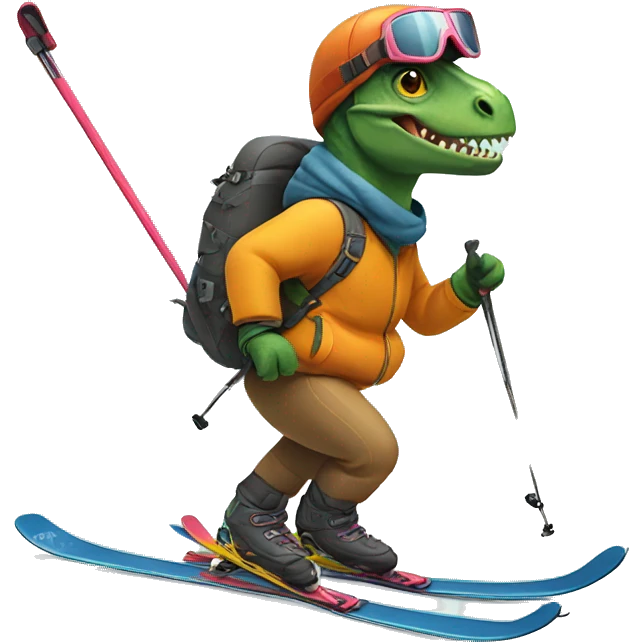 Dino skiing emoji