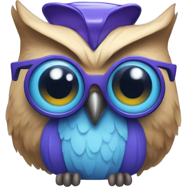 purple and blue owl with headset and bowtie emoji
