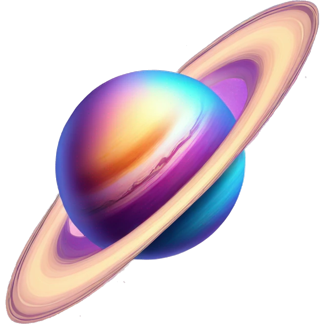 sparkly glittery blue purple and pink gradient planet with a cheesy saturn ring emoji