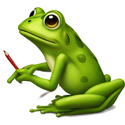 a frog taking notes emoji