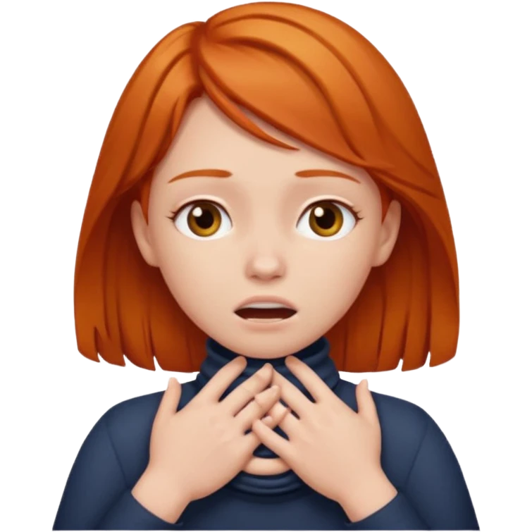 Ginger hair girl choking herself out with both her hands around her neck  emoji