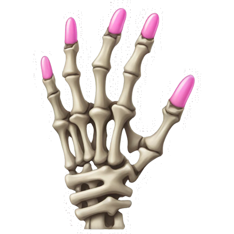 skeleton hand with long pink nails emoji