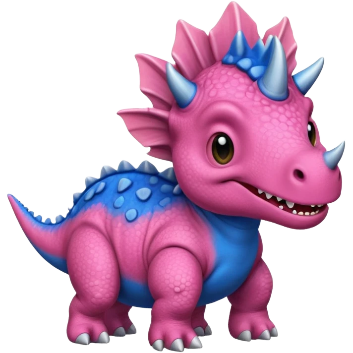 Triceratops cute pink kawei in love with Blue t-Rex  emoji