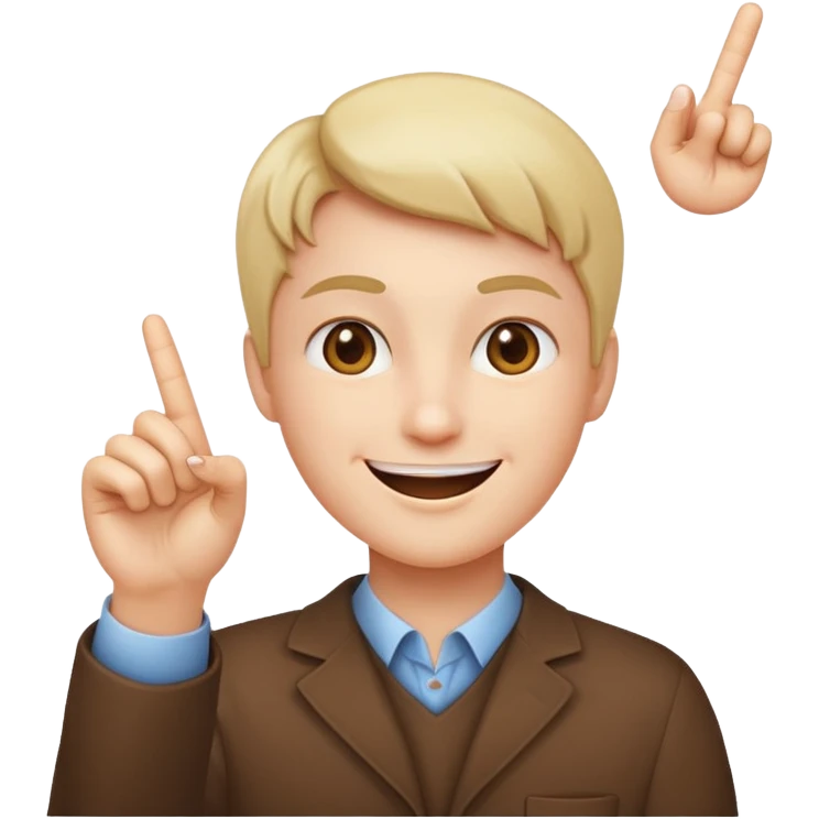 Holding up pointer finger with pleased face. Similar to iOS "relieved" emoji facr emoji