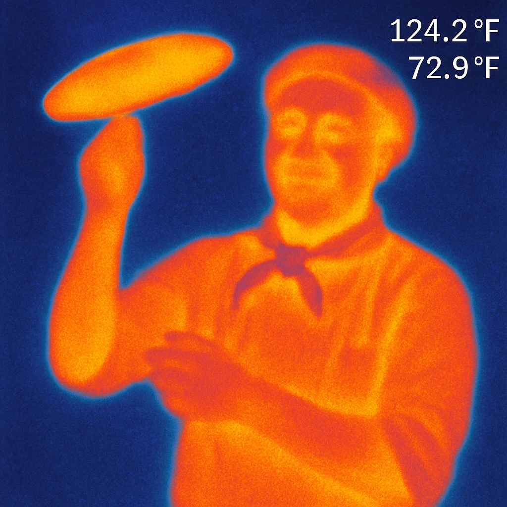 smiling Italian chef spinning pizza dough emoji