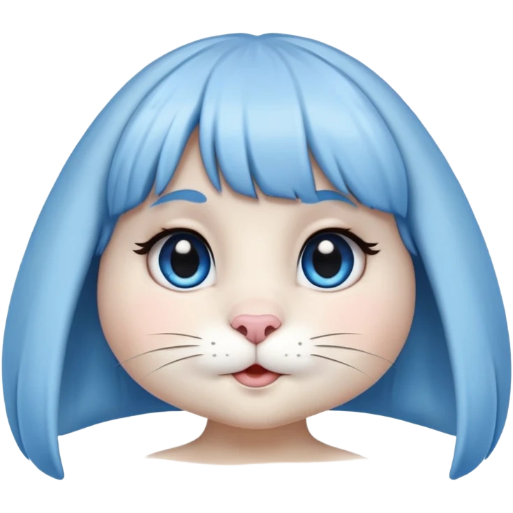 Bunny with wig with short black bangs and blue eyes  emoji