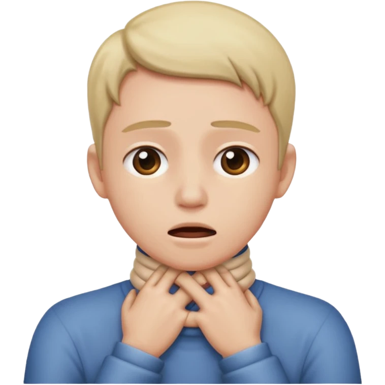 Someone chocking themselves  with their hands around their neck emoji