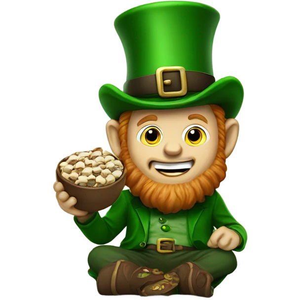 Leprechaun eating a buckeye emoji