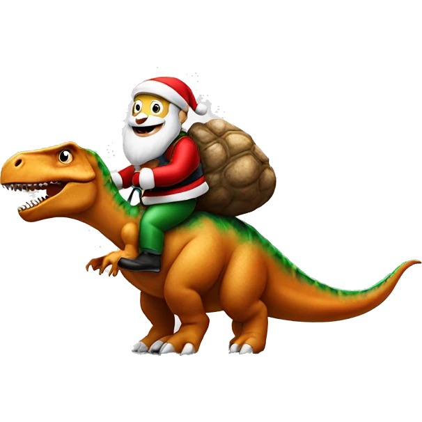 santa claus riding a dinosaur emoji