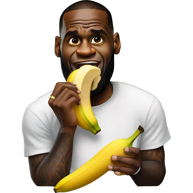 Lebron James eats banana with passion emoji