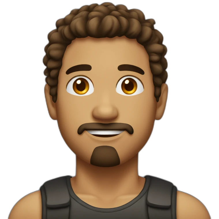 Hispanic male, brown scraggy hair, goatee, pierced nose emoji
