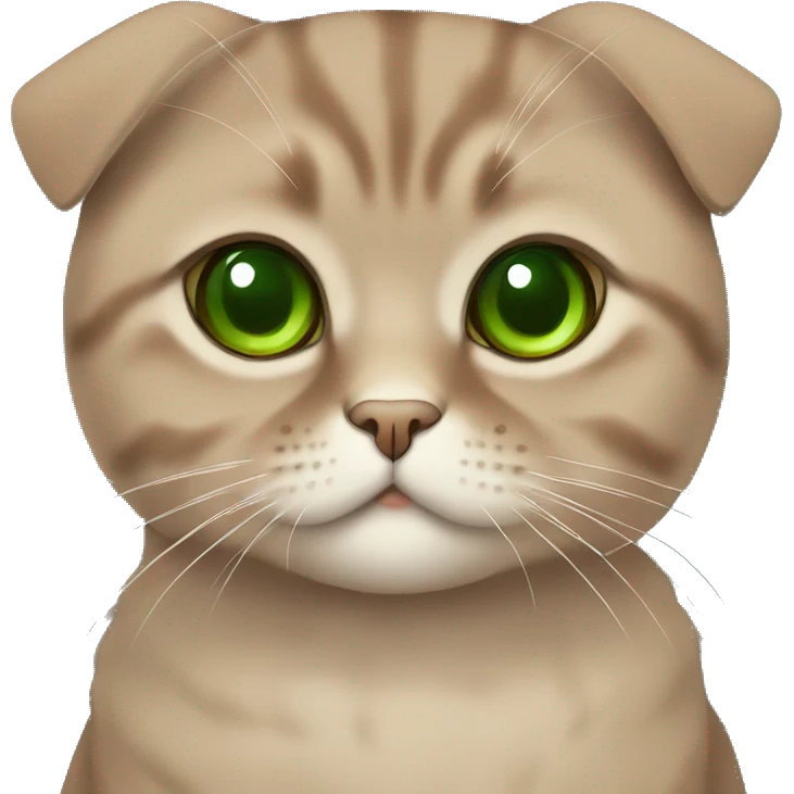 Brown scottish fold cat with green eyes  emoji
