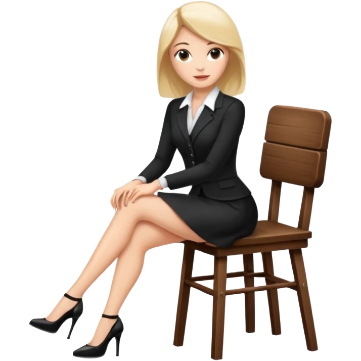 Business woman with short skirt and high heels sitting on chair emoji