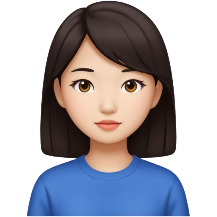 clean girl aesthetic emoji, asian beautiful dark brown hair emoji