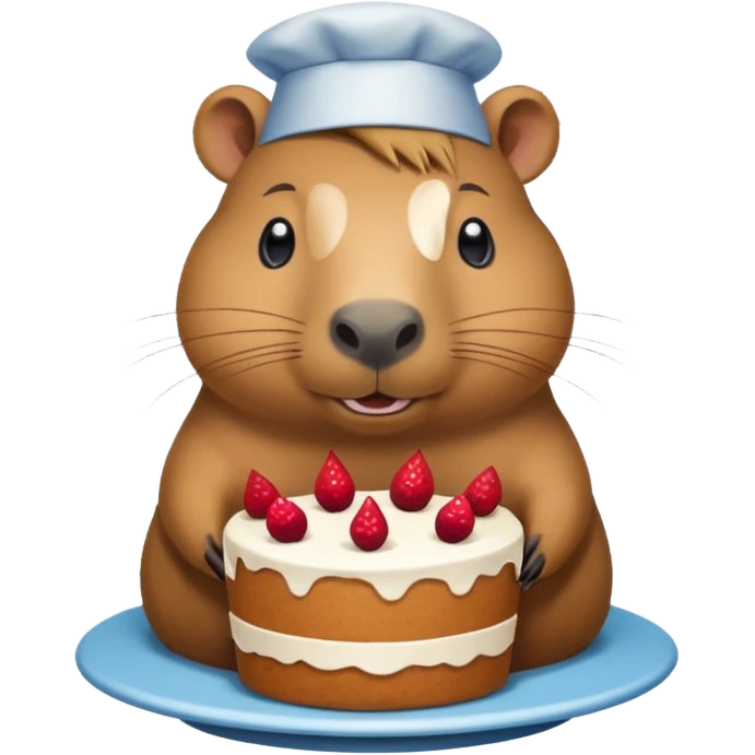 Cute capybara, making cake emoji