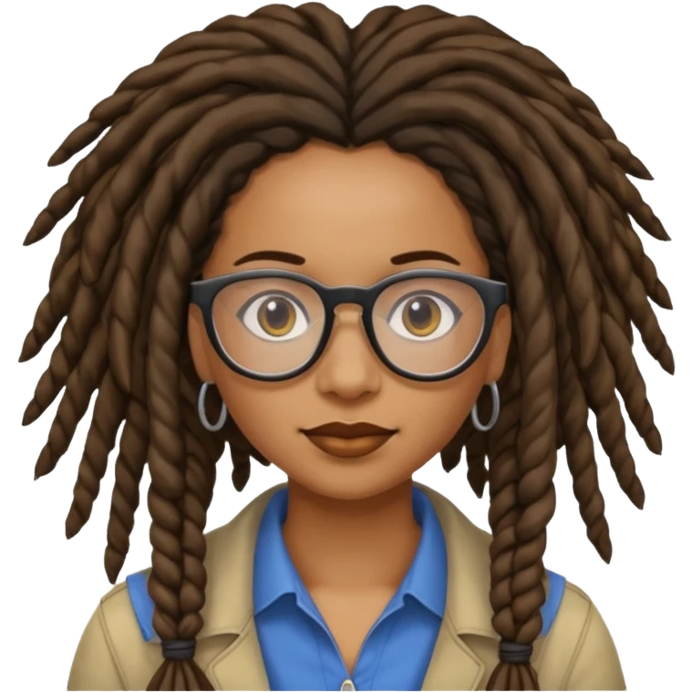 black Dreadlocked librarian lady with glasses emoji