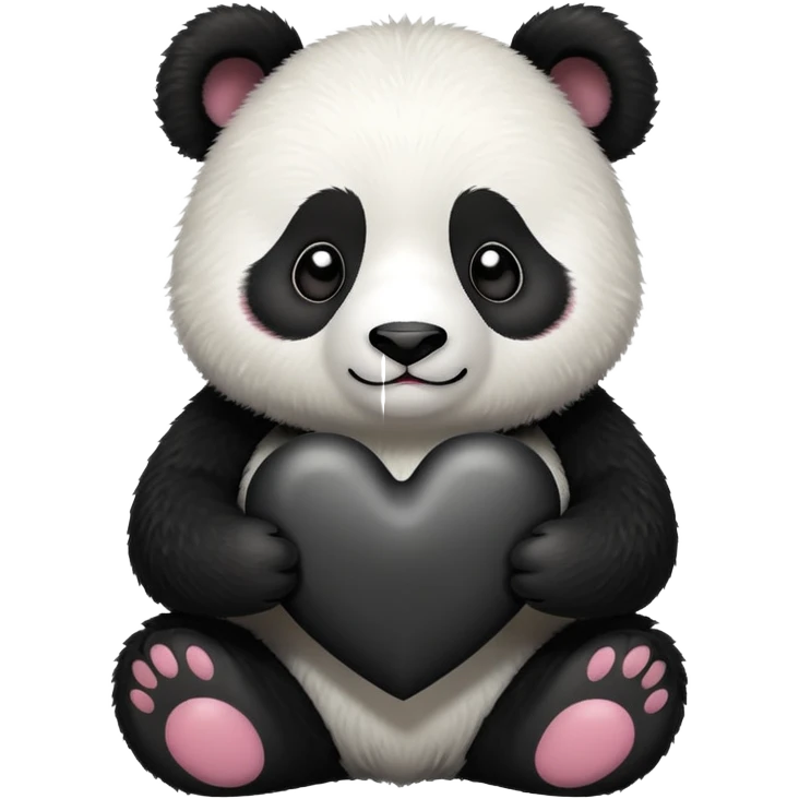 Panda holding black heart emoji