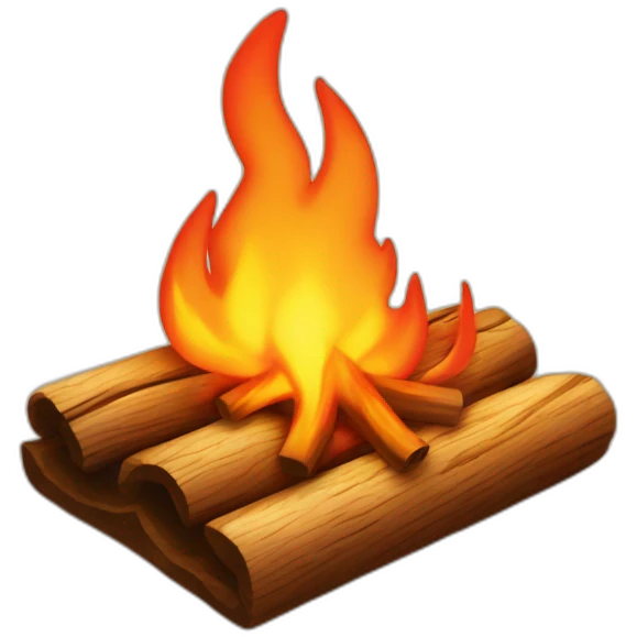 fire burning on wood on beach emoji