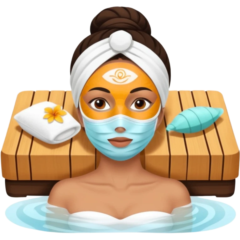 Lady with face mask spa beauty full face relaxing emoji