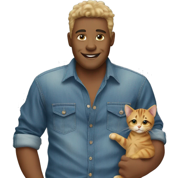 one big cat and one little cat in denim shirts emoji